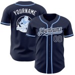 Maillot de baseball bleu marine authentique personnalisé blanc clair Maillot de baseball bleu marine authentique personnalisé blanc clair