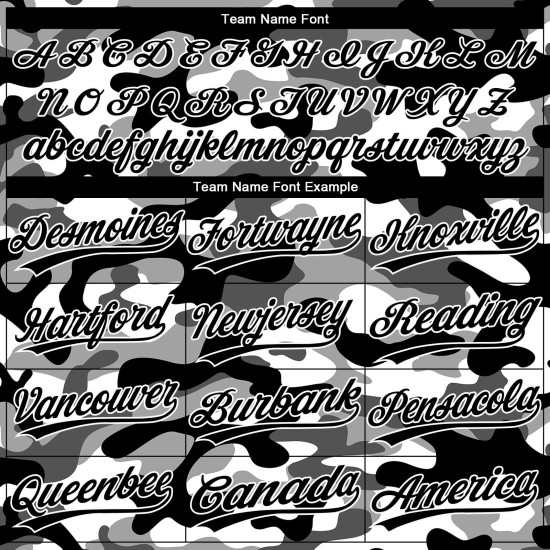 Maillot de baseball 3D noir camouflage, motif authentique, personnalisé Maillot de baseball 3D noir camouflage, motif authentique, personnalisé