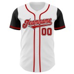 Maillot de baseball personnalisé authentique rouge et noir, ton blanc Maillot de baseball personnalisé authentique rouge et noir, ton blanc