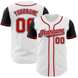 Maillot de baseball personnalisé authentique rouge et noir, ton blanc