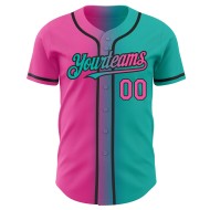 Maillot de baseball dégradé Aqua Fashion personnalisé rose-noir authentique