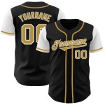 Maillot de baseball personnalisé, couleur or, blanc et noir, ancien ton, authentique Maillot de baseball personnalisé, couleur or, blanc et noir, ancien ton, authentique