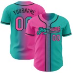 Maillot de baseball dégradé Aqua Fashion personnalisé rose-noir authentique Maillot de baseball dégradé Aqua Fashion personnalisé rose-noir authentique