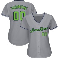 Maillot de baseball personnalisé authentique gris vert-bleu marine Maillot de baseball personnalisé authentique gris vert-bleu marine