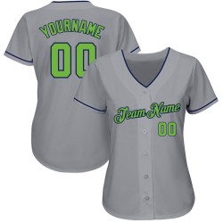 Maillot de baseball personnalisé authentique gris vert-bleu marine