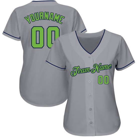 Maillot de baseball personnalisé authentique gris vert-bleu marine Maillot de baseball personnalisé authentique gris vert-bleu marine