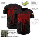 Maillot de baseball 3D à motif d'éclaboussures rouges, authentique, personnalisé, noir, design artistique Maillot de baseball 3D à motif d'éclaboussures rouges, authentique, personnalisé, noir, design artistique