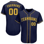 Maillot de baseball personnalisé bleu marine doré Maillot de baseball personnalisé bleu marine doré