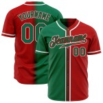 Maillot de baseball personnalisé rouge, vert et blanc, dégradé Kelly, authentique Maillot de baseball personnalisé rouge, vert et blanc, dégradé Kelly, authentique