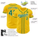 Maillot de baseball personnalisé Kelly jaune vert-blanc authentique Maillot de baseball personnalisé Kelly jaune vert-blanc authentique