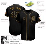 Maillot de baseball personnalisé Gold authentique noir et ancien Maillot de baseball personnalisé Gold authentique noir et ancien