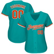 Maillot de baseball personnalisé Aqua authentique orange-blanc