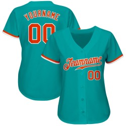Maillot de baseball personnalisé Aqua authentique orange-blanc Maillot de baseball personnalisé Aqua authentique orange-blanc