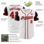 Maillot de baseball personnalisé authentique rouge et noir, ton blanc Maillot de baseball personnalisé authentique rouge et noir, ton blanc