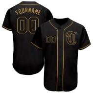 Maillot de baseball personnalisé Gold authentique noir et ancien