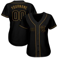 Maillot de baseball personnalisé Gold authentique noir et ancien Maillot de baseball personnalisé Gold authentique noir et ancien