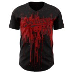 Maillot de baseball 3D à motif d'éclaboussures rouges, authentique, personnalisé, noir, design artistique Maillot de baseball 3D à motif d'éclaboussures rouges, authentique, personnalisé, noir, design artistique