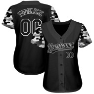 Maillot de baseball 3D noir camouflage, motif authentique, personnalisé