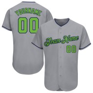 Maillot de baseball personnalisé authentique gris vert-bleu marine