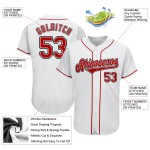 Maillot de baseball personnalisé blanc authentique rouge-noir Maillot de baseball personnalisé blanc authentique rouge-noir