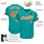 Maillot de baseball personnalisé Aqua authentique orange-blanc Maillot de baseball personnalisé Aqua authentique orange-blanc