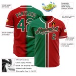 Maillot de baseball personnalisé rouge, vert et blanc, dégradé Kelly, authentique Maillot de baseball personnalisé rouge, vert et blanc, dégradé Kelly, authentique