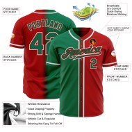Maillot de baseball personnalisé rouge, vert et blanc, dégradé Kelly, authentique