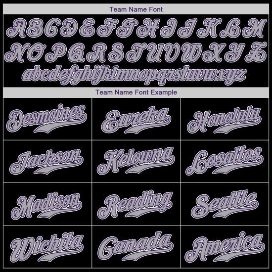 Maillot de baseball noir personnalisé authentique gris-violet Maillot de baseball noir personnalisé authentique gris-violet