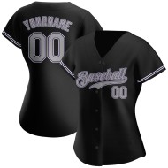 Maillot de baseball noir personnalisé authentique gris-violet Maillot de baseball noir personnalisé authentique gris-violet