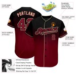 Maillot de baseball noir authentique, dégradé, personnalisé, couleur cramoisi-crème Maillot de baseball noir authentique, dégradé, personnalisé, couleur cramoisi-crème