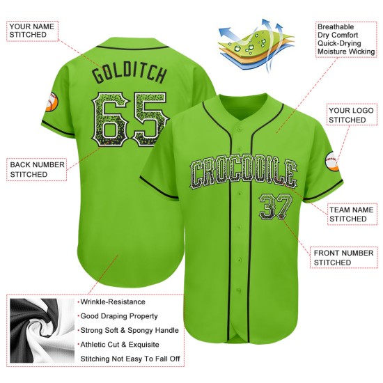 Maillot de baseball Drift authentique Neon Fashion personnalisé vert noir-blanc Maillot de baseball Drift authentique Neon Fashion personnalisé vert noir-blanc