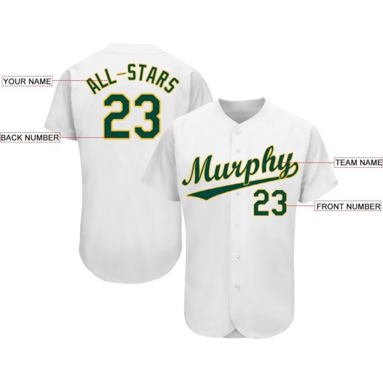 Maillot de baseball blanc vert-or personnalisé Maillot de baseball blanc vert-or personnalisé