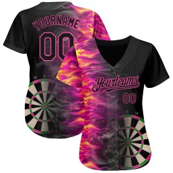 Maillot de baseball rose à motif 3D, noir ardent, personnalisé, design authentique Maillot de baseball rose à motif 3D, noir ardent, personnalisé, design authentique