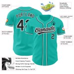 Maillot de baseball personnalisé authentique Aqua noir-gris Maillot de baseball personnalisé authentique Aqua noir-gris
