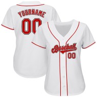 Maillot de baseball personnalisé blanc authentique rouge-noir Maillot de baseball personnalisé blanc authentique rouge-noir