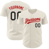 Maillot de baseball personnalisé crème authentique noir-rouge