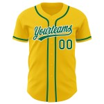 Maillot de baseball personnalisé Kelly jaune vert-blanc authentique Maillot de baseball personnalisé Kelly jaune vert-blanc authentique
