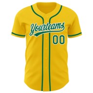 Maillot de baseball personnalisé Kelly jaune vert-blanc authentique