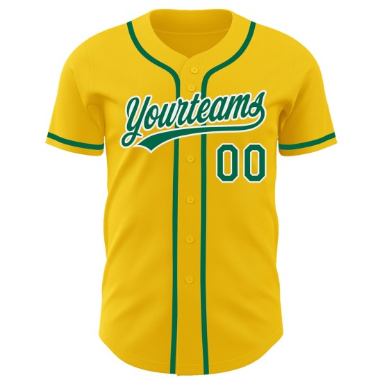 Maillot de baseball personnalisé Kelly jaune vert-blanc authentique Maillot de baseball personnalisé Kelly jaune vert-blanc authentique
