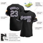 Maillot de baseball noir personnalisé authentique gris-violet Maillot de baseball noir personnalisé authentique gris-violet