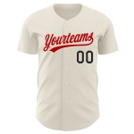 Maillot de baseball personnalisé crème authentique noir-rouge Maillot de baseball personnalisé crème authentique noir-rouge