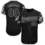 Maillot de baseball 3D noir camouflage, motif authentique, personnalisé