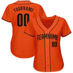 Maillot de baseball noir orange authentique personnalisé Maillot de baseball noir orange authentique personnalisé