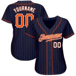 Maillot de baseball personnalisé authentique orange-blanc bleu marine à rayures orange Maillot de baseball personnalisé authentique orange-blanc bleu marine à rayures orange