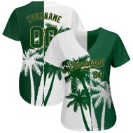 Maillot de baseball motif arbres Hawaii 3D noix de coco, motif personnalisé authentique Maillot de baseball motif arbres Hawaii 3D noix de coco, motif personnalisé authentique