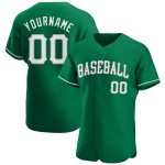 Maillot authentique de baseball de Green Custom Patrick's, blanc et gris, Kelly Maillot authentique de baseball de Green Custom Patrick's, blanc et gris, Kelly
