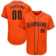 Maillot de baseball noir orange authentique personnalisé