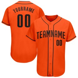 Maillot de baseball noir orange authentique personnalisé