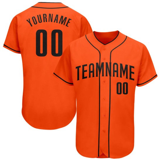Maillot de baseball noir orange authentique personnalisé Maillot de baseball noir orange authentique personnalisé