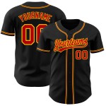 Maillot de baseball personnalisé noir rouge-or authentique Maillot de baseball personnalisé noir rouge-or authentique